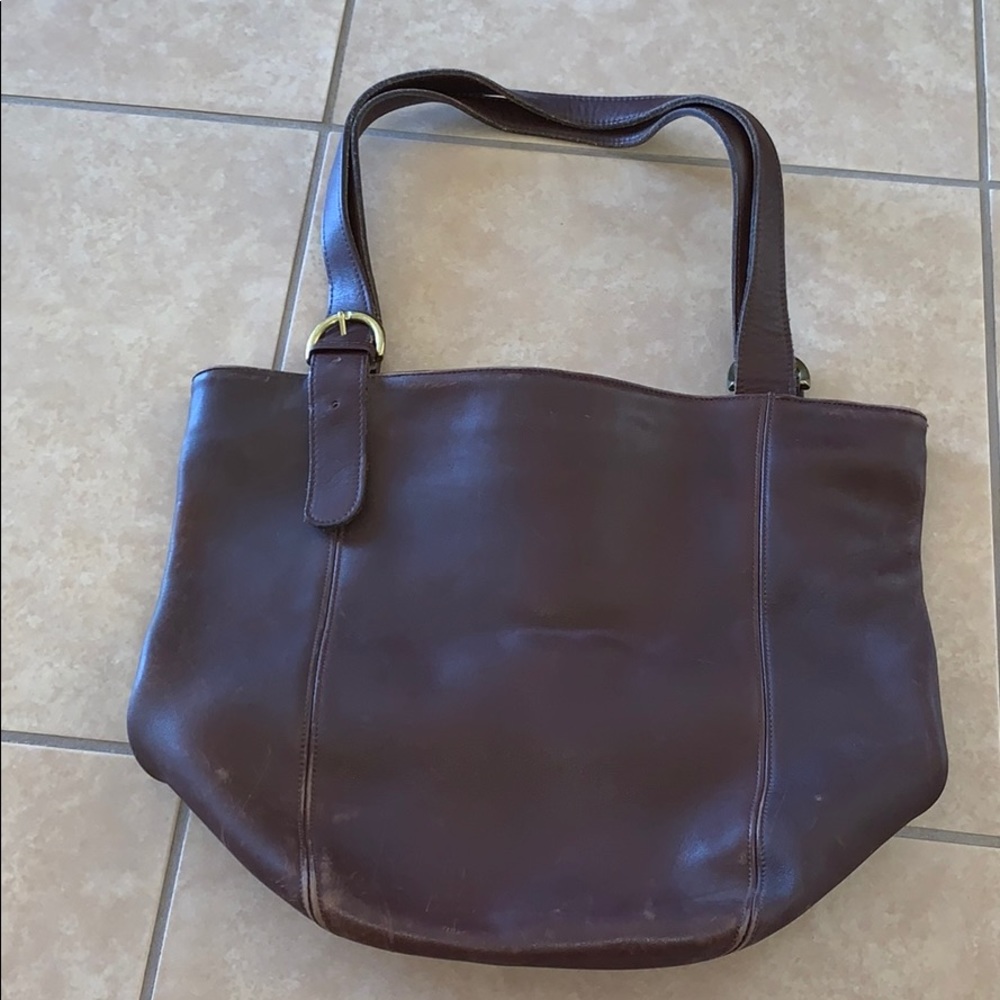 REAL LEATHER Brown Tote with Adjustable Straps